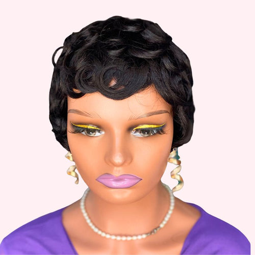 Perruque Cheveux Courts Naturels - Style Rétro Bouclée